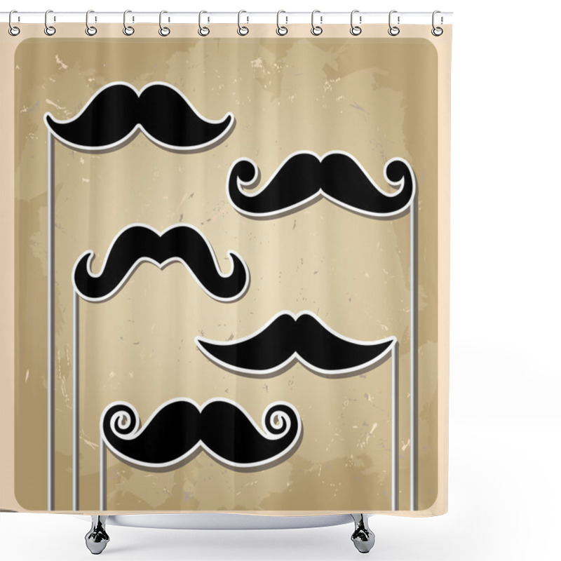 Personality  Vector Set Of Hipster Mustache Shower Curtains