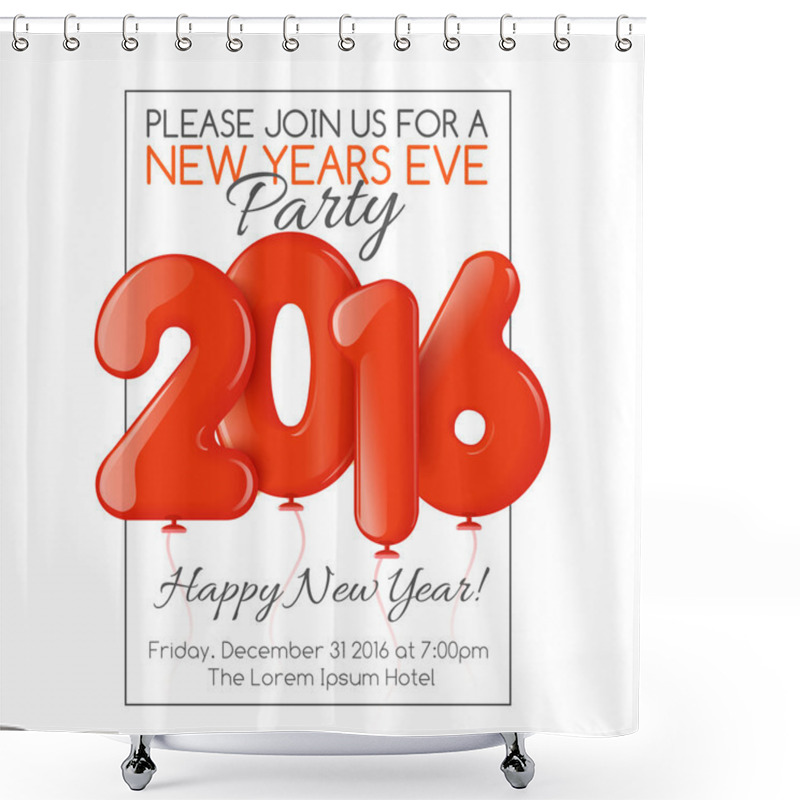 Personality  Invitation To New Year Party With Red Balloons Shower Curtains