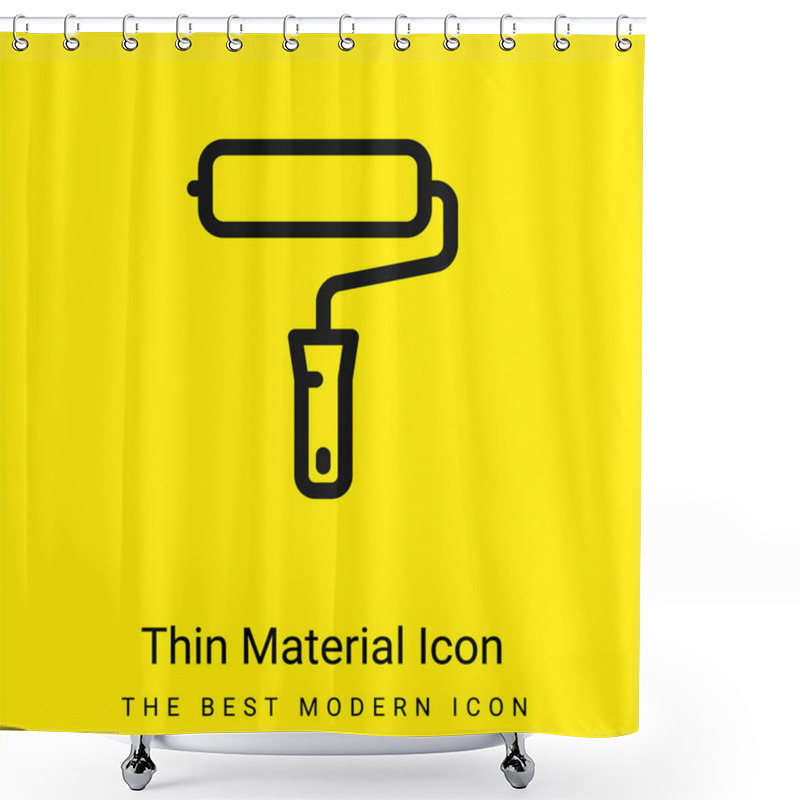 Personality  Big Paint Roller Minimal Bright Yellow Material Icon Shower Curtains