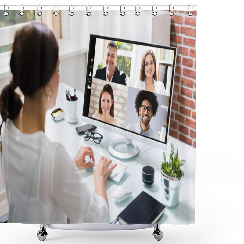 Personality  Online Video Conference Call. Remote Webinar Meeting Shower Curtains