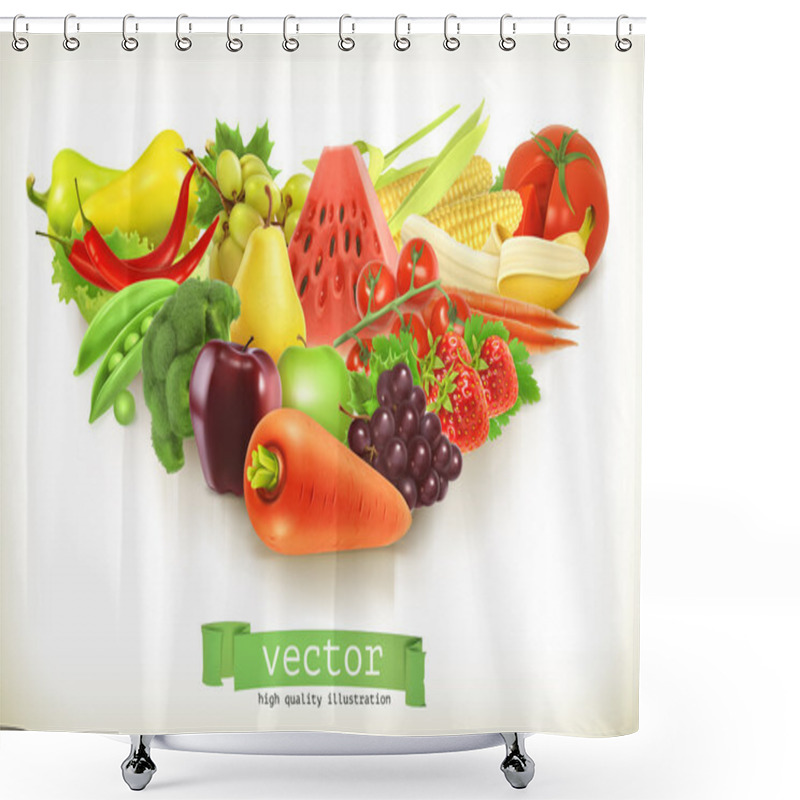 Personality  Fruits And Vegetables Illustration Shower Curtains