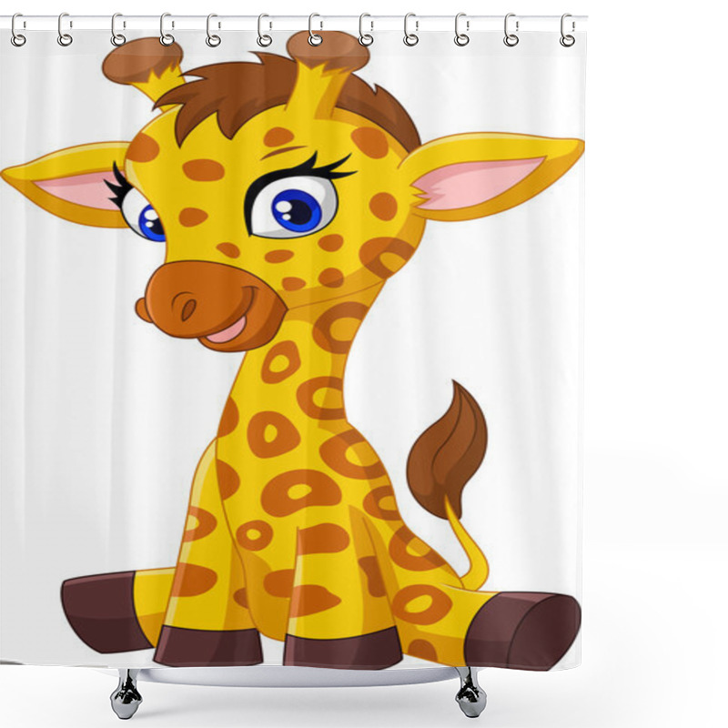 Personality  Cartoon Baby Giraffe Sitting Shower Curtains