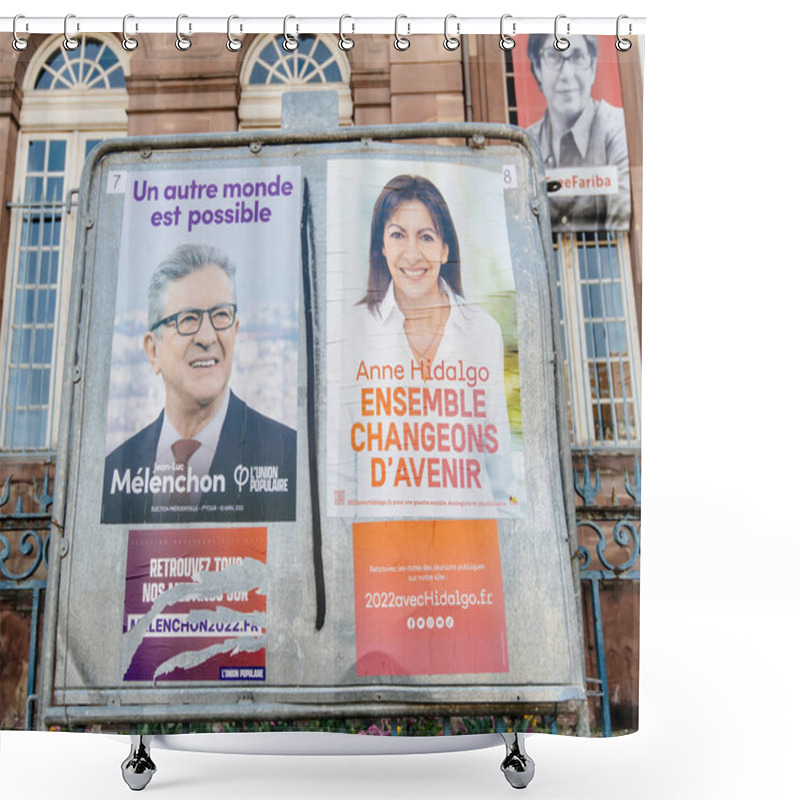 Personality  French Presidential Posters For The Upcoming Presidential Election In France Shower Curtains