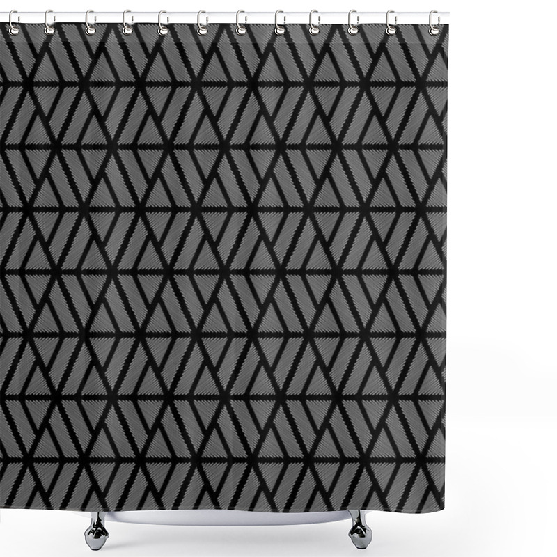 Personality  Design Seamless Monochrome Diamond Geometric Pattern Shower Curtains