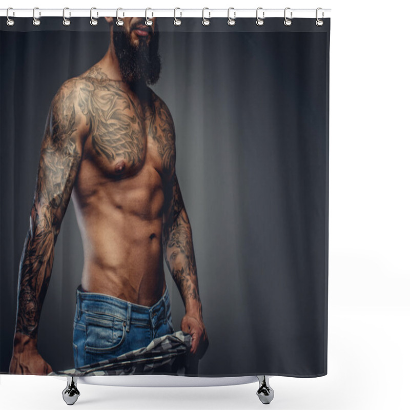 Personality  Male In Denim Jeans And Naked Torso Shower Curtains