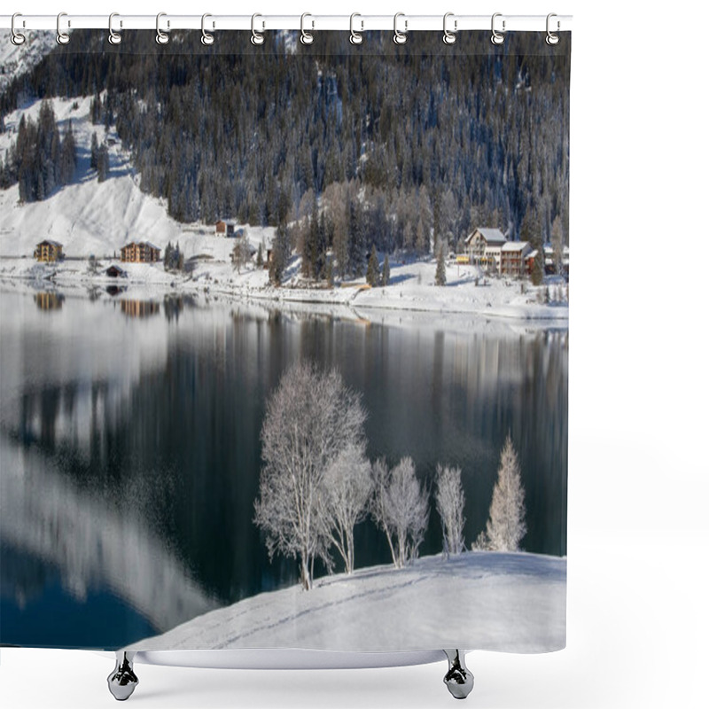 Personality  Frozen Trees On Lake Davos, Switzerland Shower Curtains