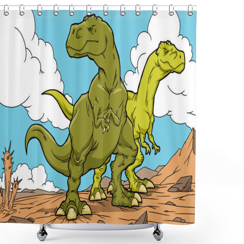 Personality  Tyrannosaurus Dinosaurs Cartoon Characters. A4 Shower Curtains