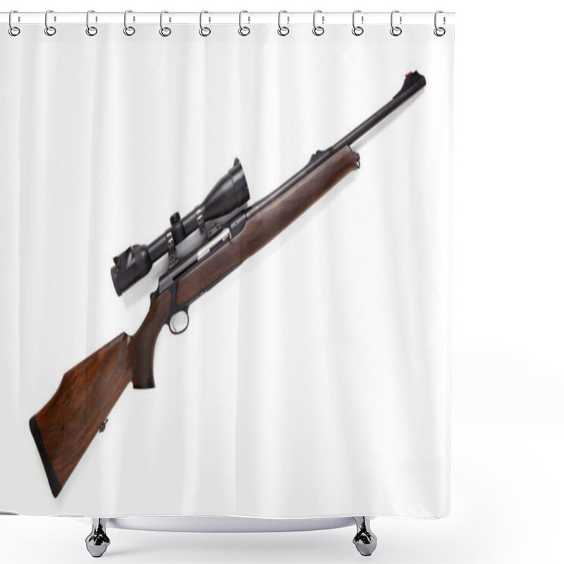 Personality  Hunting Rifle Isolated On White Background. Shower Curtains