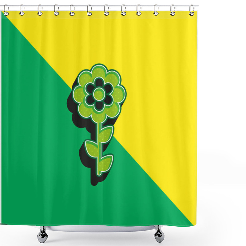 Personality  Bloom Flower Green And Yellow Modern 3d Vector Icon Logo Shower Curtains