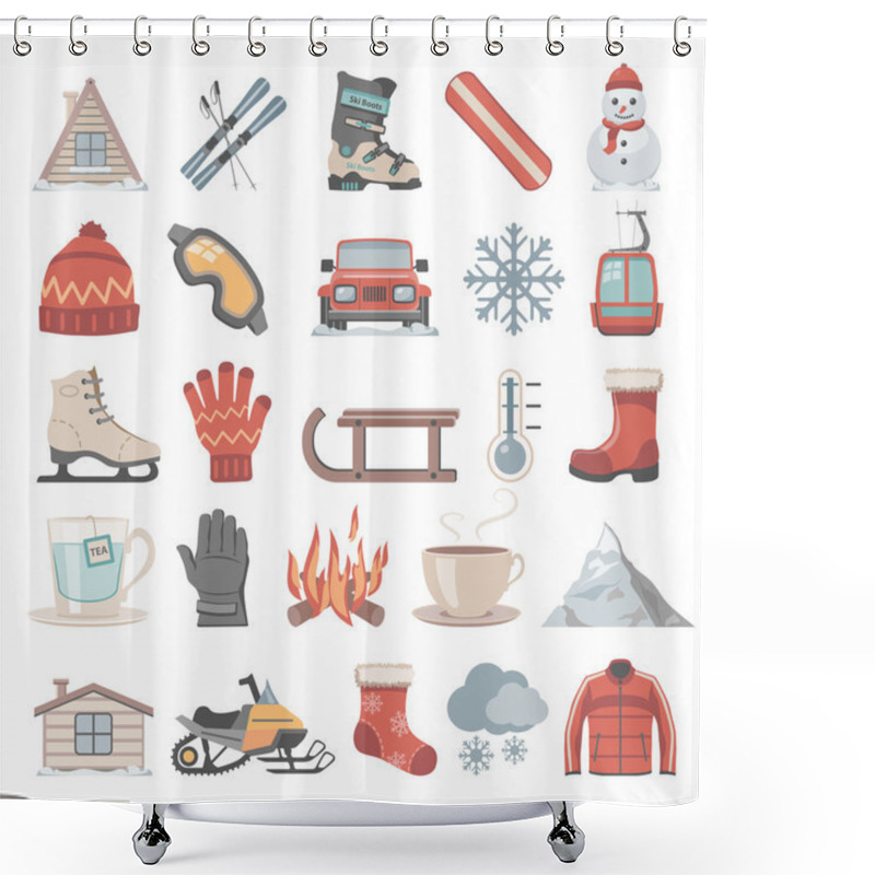 Personality  Flat Icons - Winter Shower Curtains