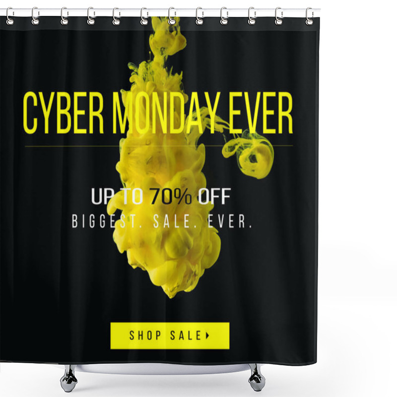 Personality  Yellow Flowing Ink On Black Background With 70 Percents Off On Biggest Sale Ever - Cyber Monday Ever Shower Curtains