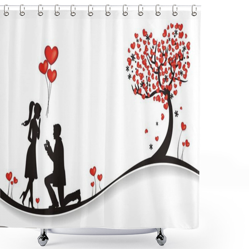 Personality  Valentines Background With Love Couple Shower Curtains