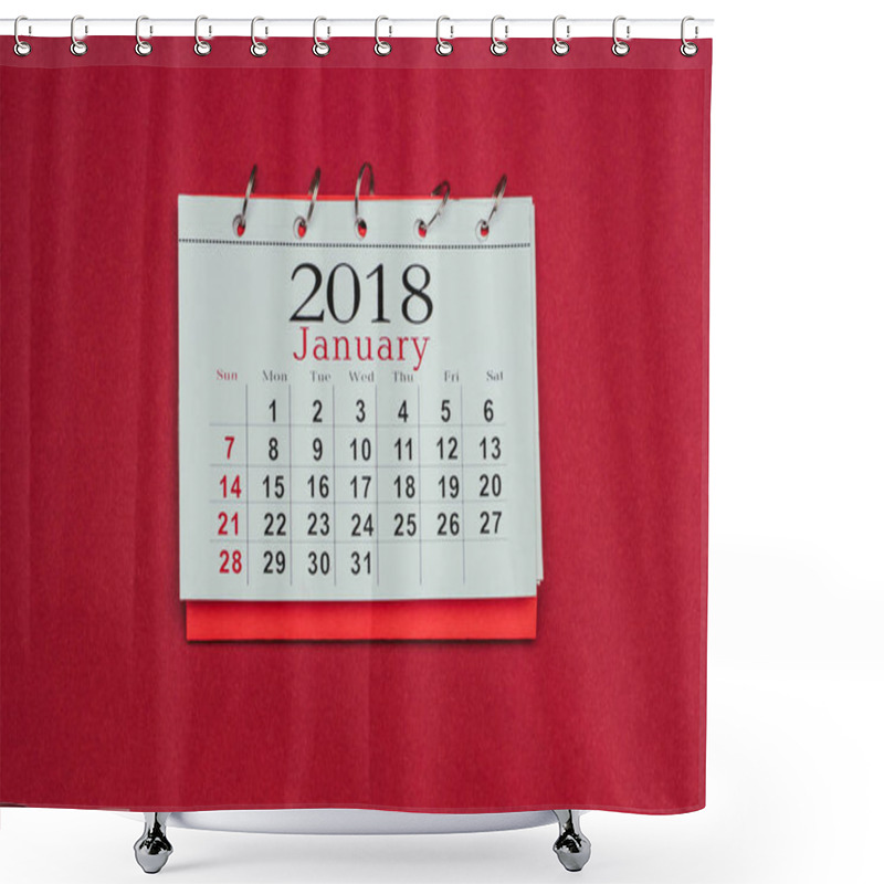 Personality  Close Up View Of 2018 Calendar Isolated On Red Shower Curtains