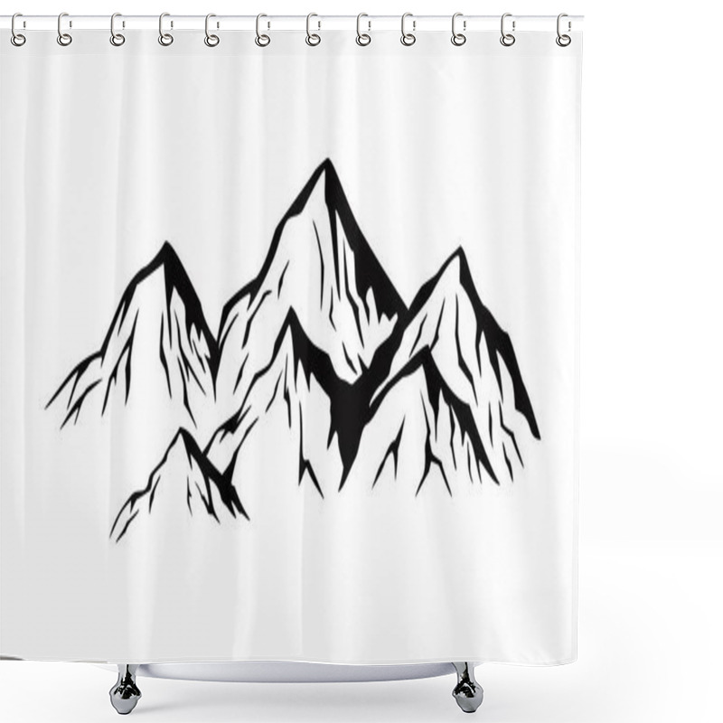 Personality  Mountains Silhouette Design. Adventure Logo, Sign And Symbol. Shower Curtains