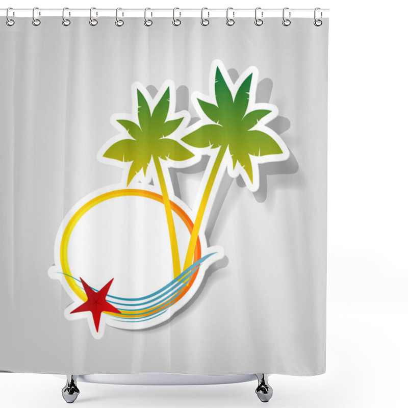 Personality  Vector Logo On A Beach Theme Shower Curtains