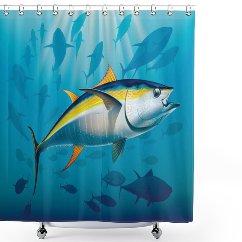 Personality  Shoal Of Yellowfin Tuna Shower Curtains