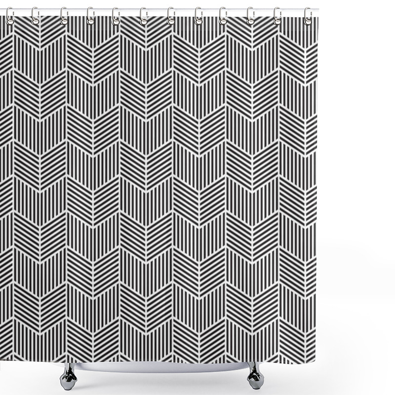 Personality  Seamless Chevron Pattern Texture, Etched With Parallel Line Shading. Vector Illustration. Shower Curtains