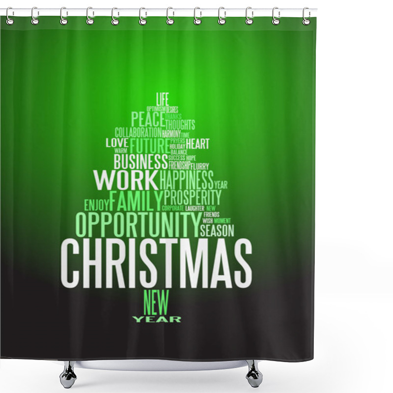 Personality  Christmas Tree Made From Words Shower Curtains