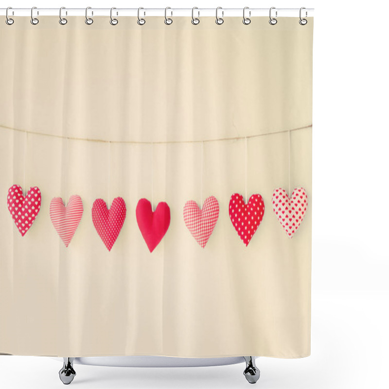 Personality  Valentine's Hearts Hanging On Rope Shower Curtains