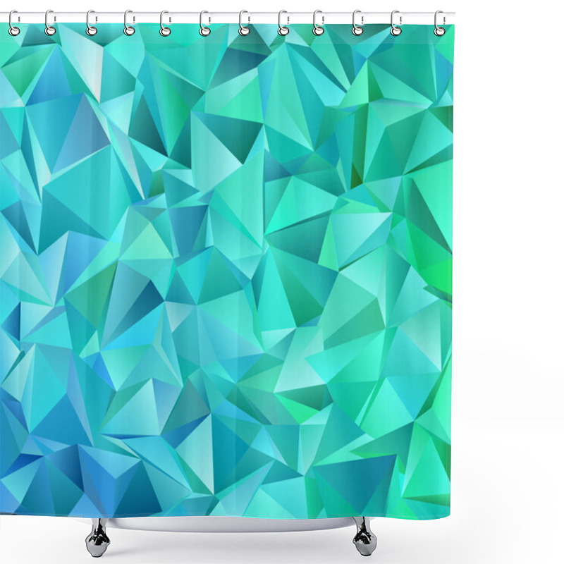 Personality  Teal Abstract Geometrical Triangle Tile Mosaic Background - Vector Graphic Design From Triangles Shower Curtains