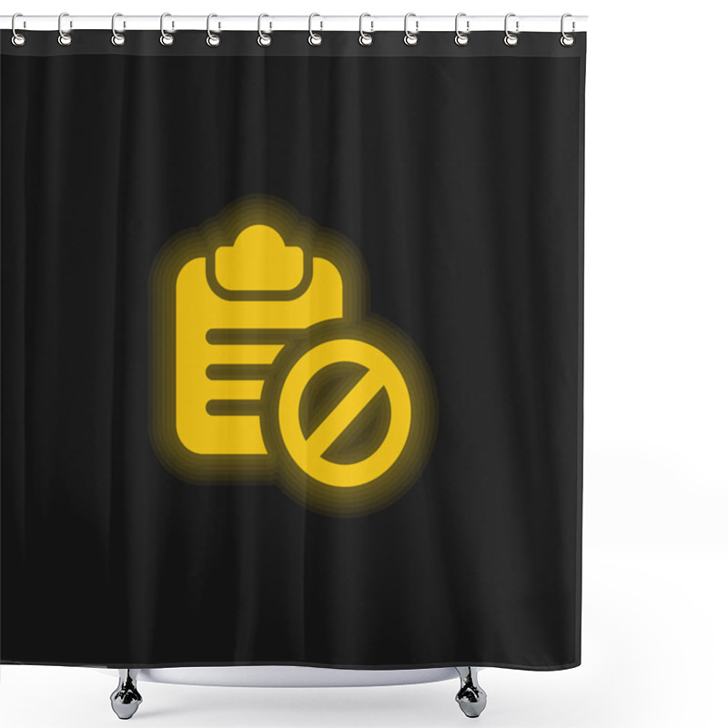 Personality  Banned Yellow Glowing Neon Icon Shower Curtains