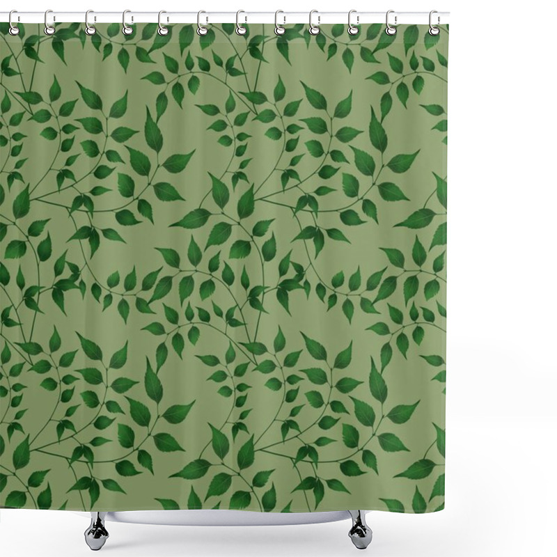 Personality  Botanical Garden Leaves Seamless Pattern Background Big Design On Pastel Green For Prints, Textiles, Packaging, Fabrics, And Wrapping Paper Shower Curtains