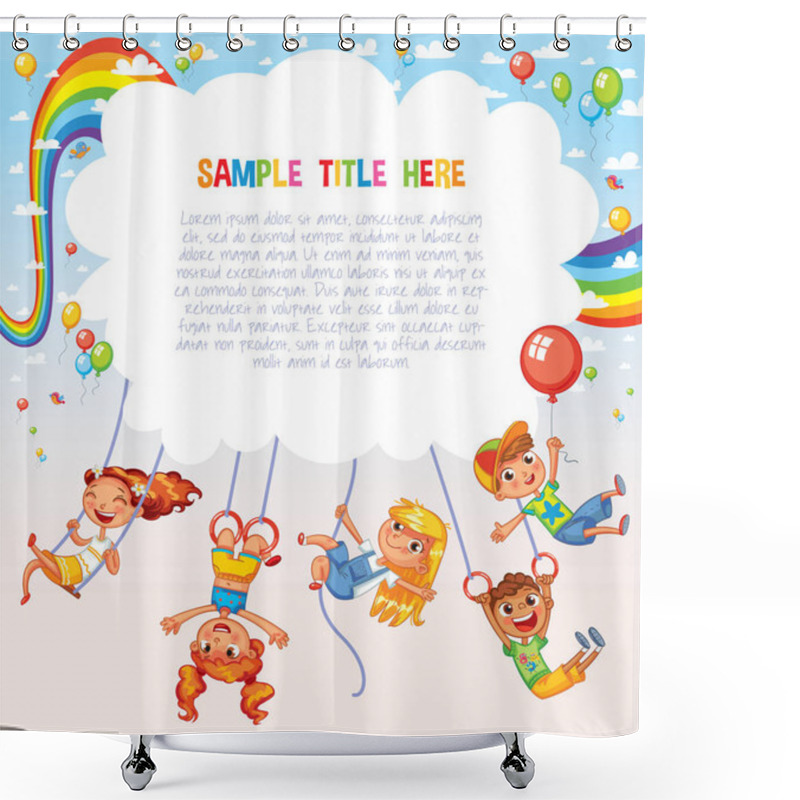 Personality  Template Is Ready For Advertising Of Children's Entertainment Center Or Amusement Park Shower Curtains