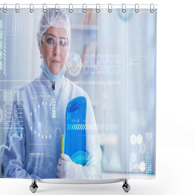 Personality  Woman Doctor In Telemedicine Mhealth Concept Shower Curtains