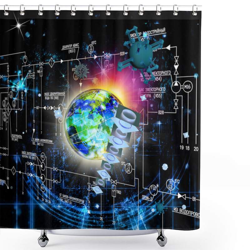 Personality  New Engineering Cosmic Technology Shower Curtains