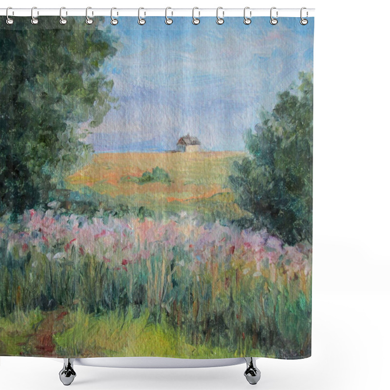 Personality  Little House On The Horizont, Painting Shower Curtains