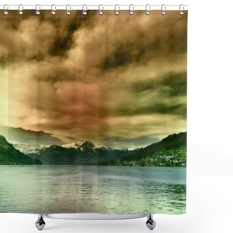 Personality  Lake Sarner In Switzerland Shower Curtains