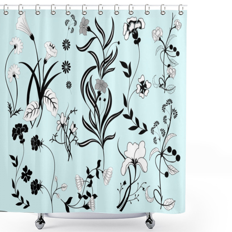 Personality  Lovely Decorative Stylish Flowers Elements Shower Curtains