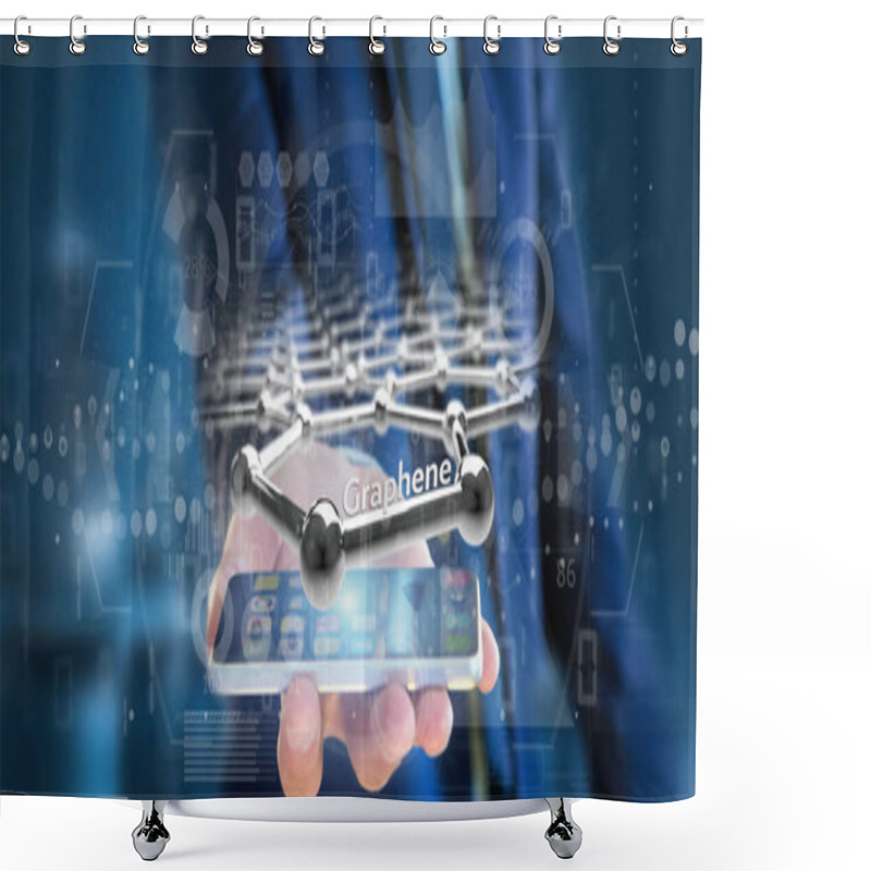 Personality  Businessman Holding A Graphene Structure - 3d Rendering Shower Curtains