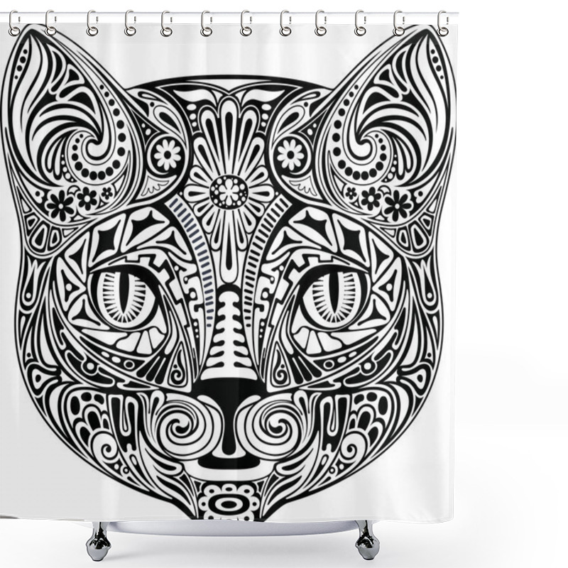 Personality  Cat, Black And White Shower Curtains