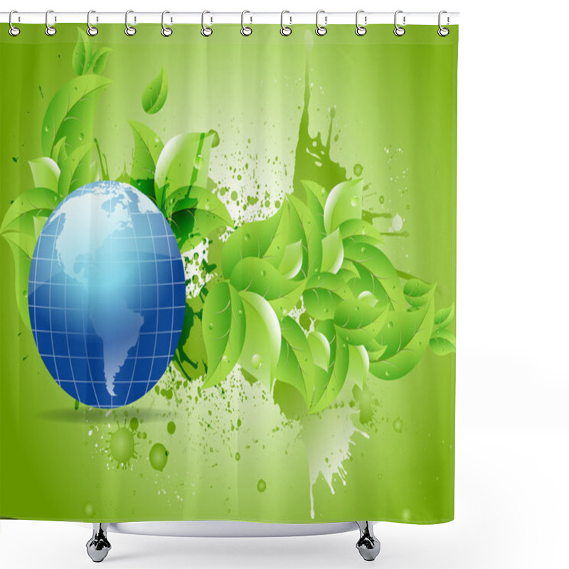 Personality  Ecology Earth On Green Leaves Shower Curtains