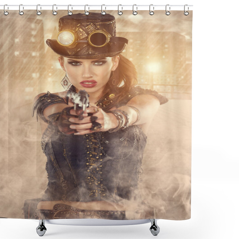 Personality  Steampunk Fashion Woman Shower Curtains