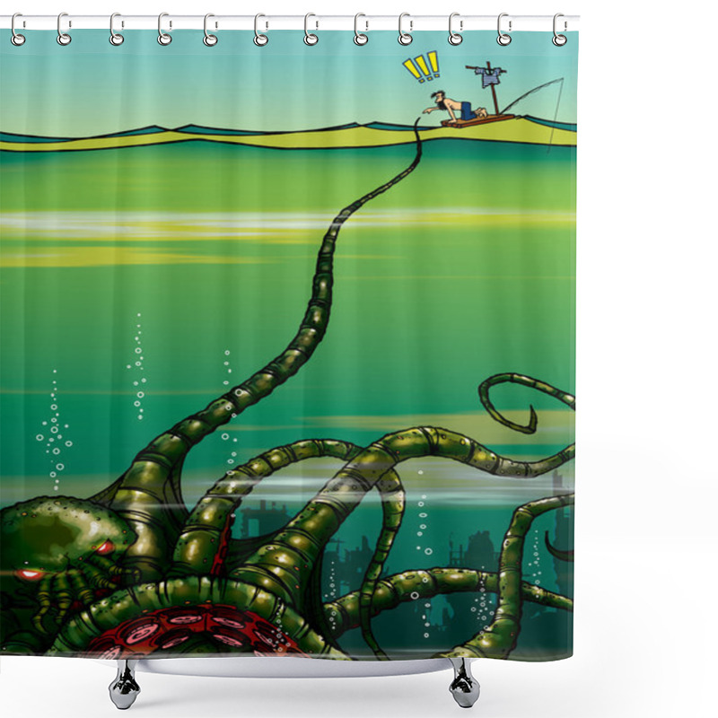 Personality  Survivor And Gigant Octopus Shower Curtains