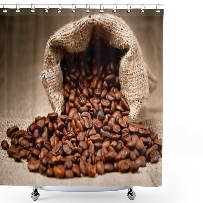 Personality  Studio Shot Of Coffee Beans In A Bag Shower Curtains