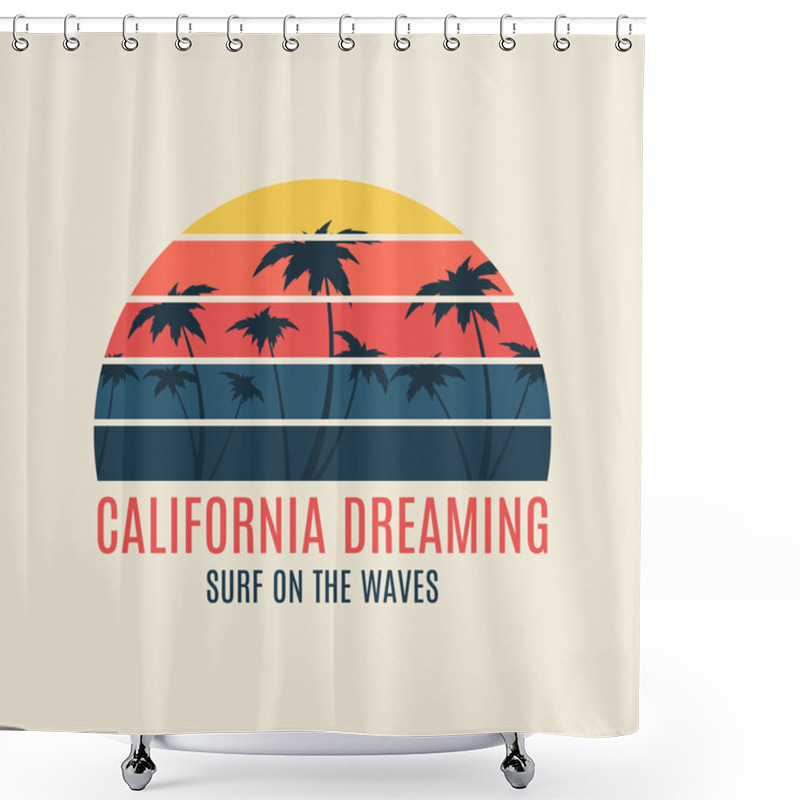 Personality  California Surf Illustration Typography Shower Curtains