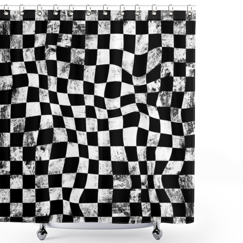 Personality  Grunge Chessboard Background Shower Curtains