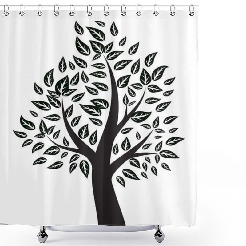 Personality  Tree With Leaves Shower Curtains