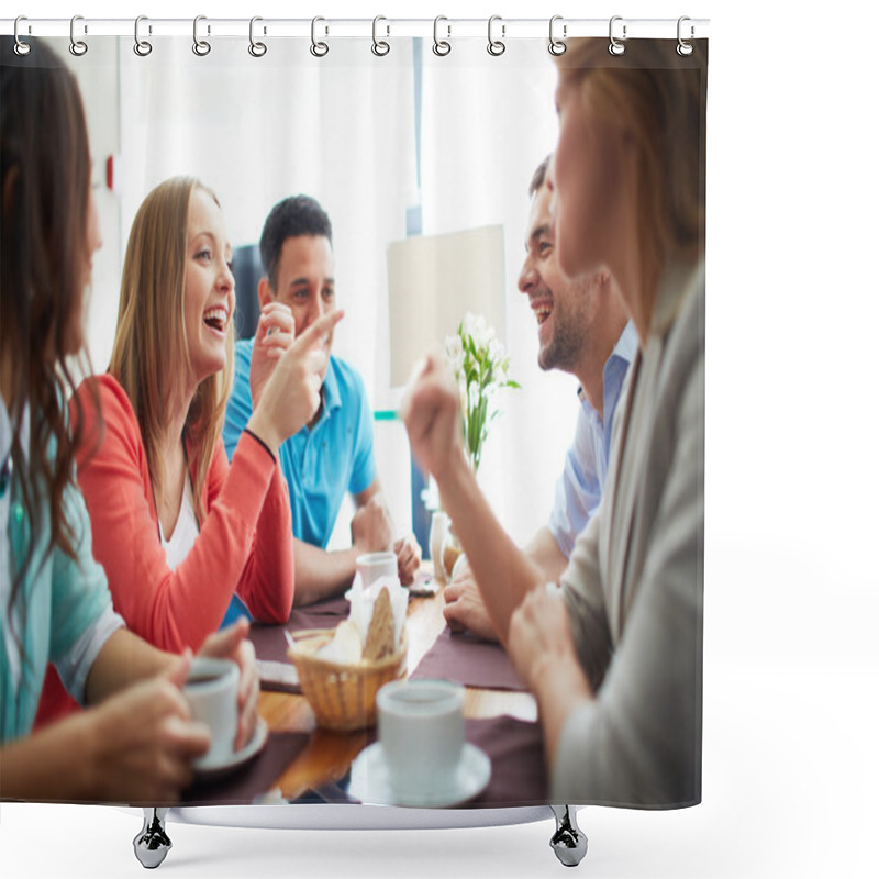 Personality  Friends Chatting In Cafe Shower Curtains