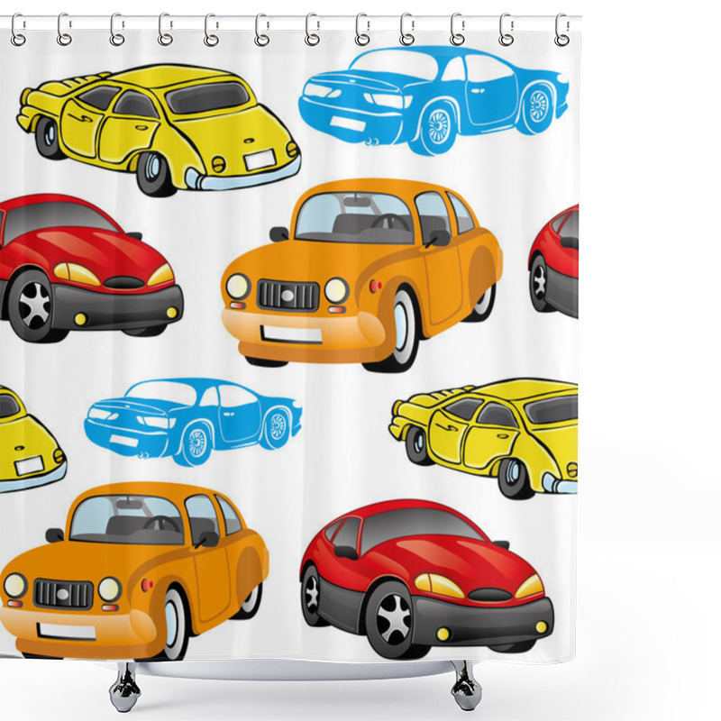 Personality  Vector Seamless Background. Cars. Shower Curtains