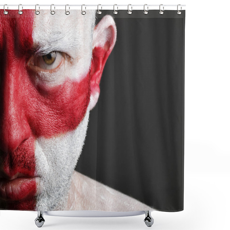 Personality  Man With His Face Painted With The Flag Of England Shower Curtains