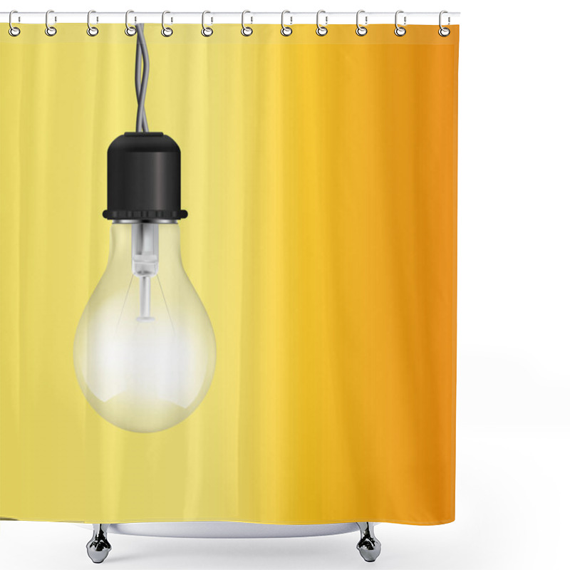 Personality  Light Bulb Lighting On Yellow Background  Shower Curtains