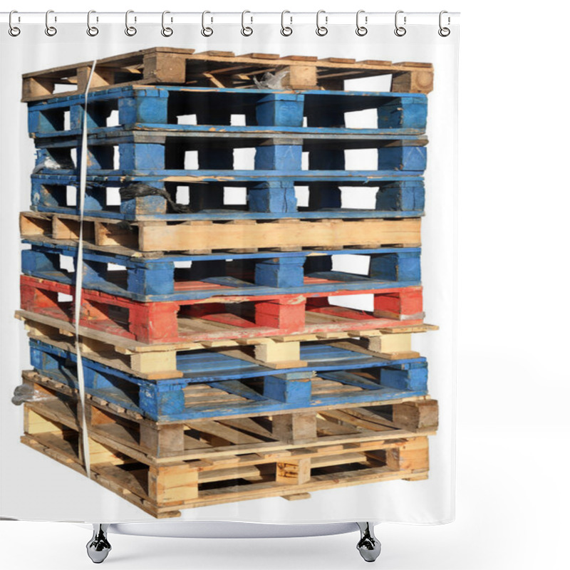 Personality  Stack Of Wooden Pallets Isolated. Shower Curtains