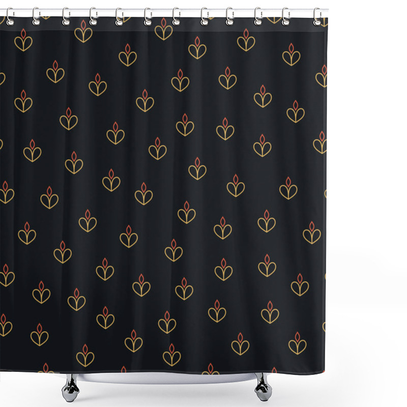 Personality  Floral Indian Seamless Pattern Featuring Hand Block Motifs. Traditional Ornamental Decorative Texture On Dark Background. Shower Curtains