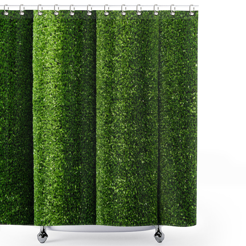 Personality  Green, Artificial Grass Textured Background, Top View Shower Curtains