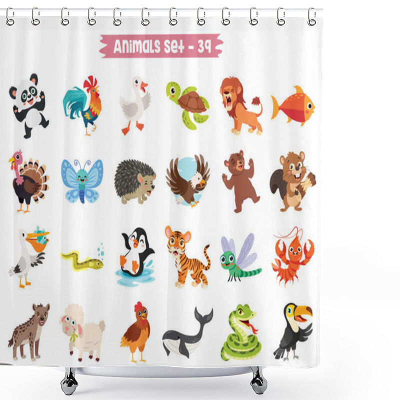 Personality  Set Of Cute Cartoon Animals Shower Curtains