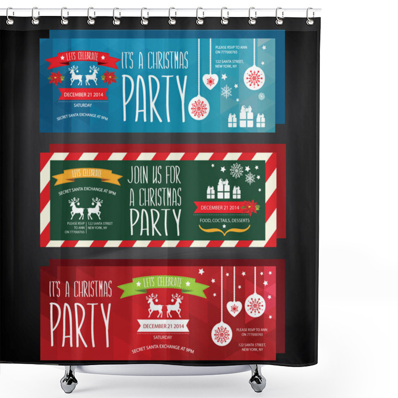 Personality  Invitation Merry Christmas.Typography.Vector Illustration. Shower Curtains